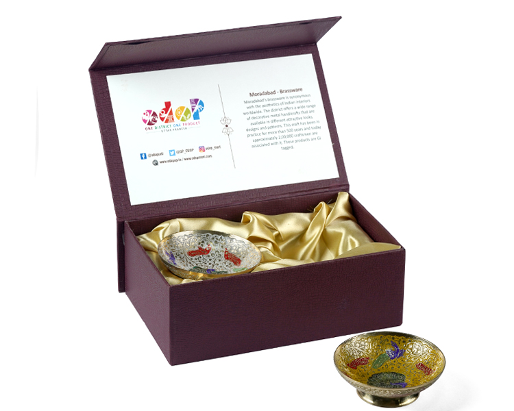 Decorative bowl of brass in gift box